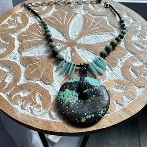 African Turquoise Necklace, Amazonite and Turquoise.